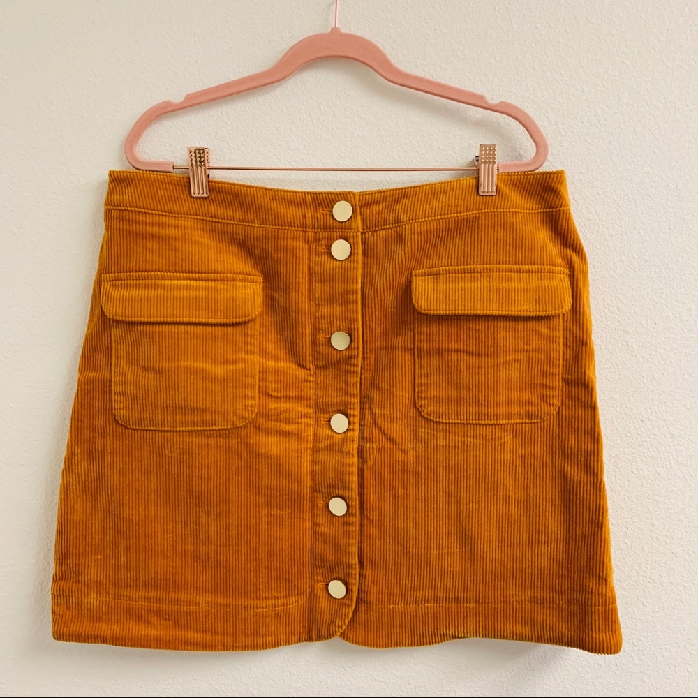 Loft Cord Button Front Mini Skirt